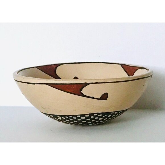 Mata Ortiz Artist Ismael Flores Polychrome Small Bowl Mexico Signed Pottery Fish - Picture 5 of 11